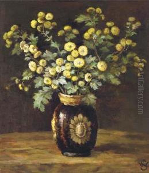 Fleurs En Souvenir A L'aimable Madame Mohzien Oil Painting by Willy Schlobach