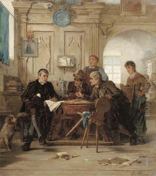 Eine Politische Diskussion Oil Painting by Carl Schlosser