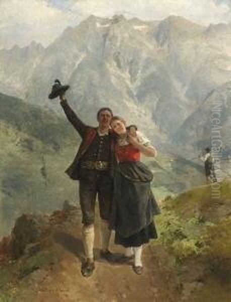 Tiroler Bauernpaar Oil Painting by Mathias Schmid