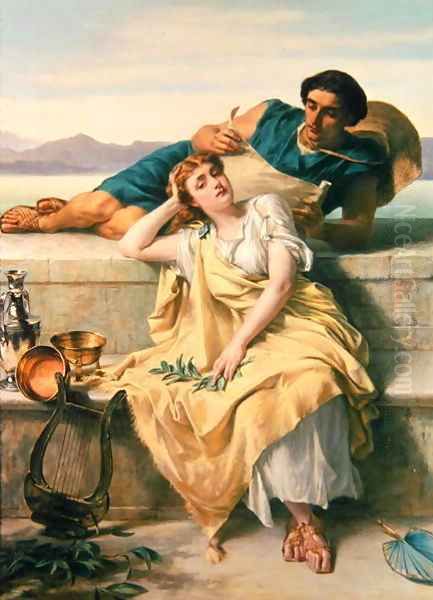 A Greek Ode Oil Painting by Alfred Elmore