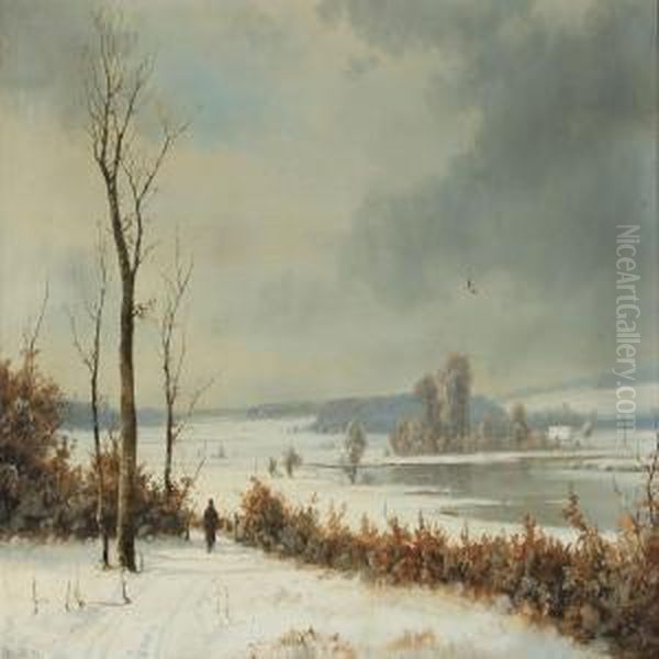 Winter Landscape Oil Painting by Alexander Schmidt