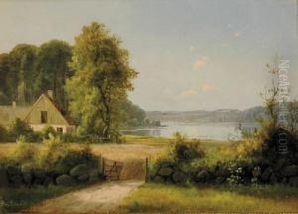 Cottage By The Lake Oil Painting by Alexander Schmidt