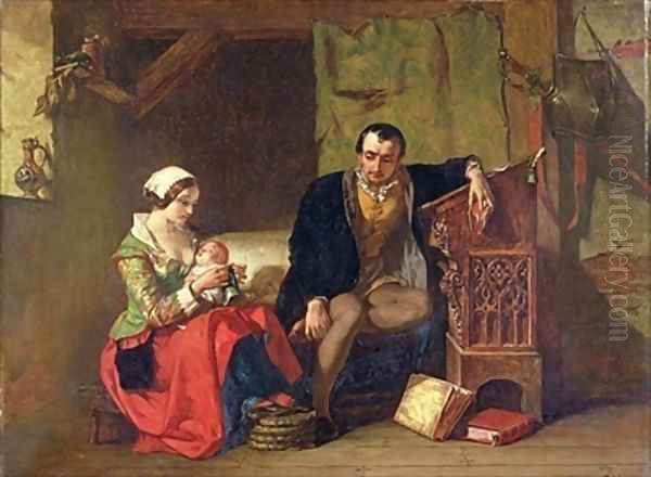 The Origin of the Stocking Loom Oil Painting by Alfred Elmore