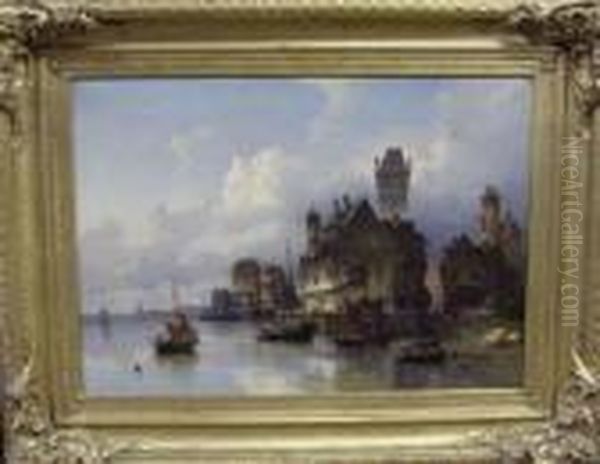 Coastal City Oil Painting by Eduard Schmidt