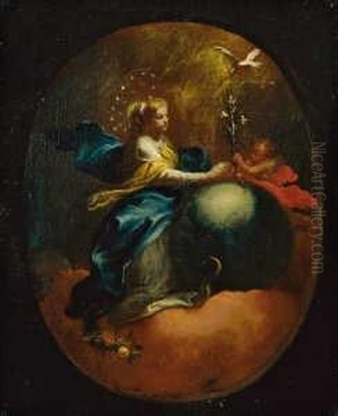 Schmidt , Zugeschrieben Maria Immaculata. Ol Auf Leinwand. H 41; B 33 Cm Oil Painting by Martin Johann Schmidt