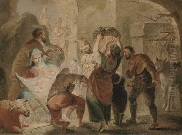 The Adoration Of The Shepherds Oil Painting by Martin Johann Schmidt