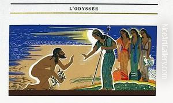 L'iliade Et L'odyssee Oil Painting by Francois-Louis Schmied