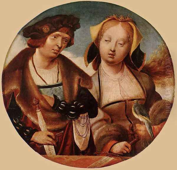 St Cecilia and her Fiance 1518-20 Oil Painting by Cornelius Engebrechtsz