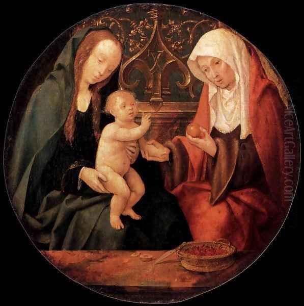 Virgin and Child with St Anne Oil Painting by Cornelius Engebrechtsz