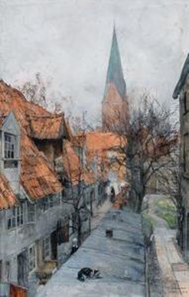 Ansicht Von Lubeck Oil Painting by Ferdinand Schmutzer