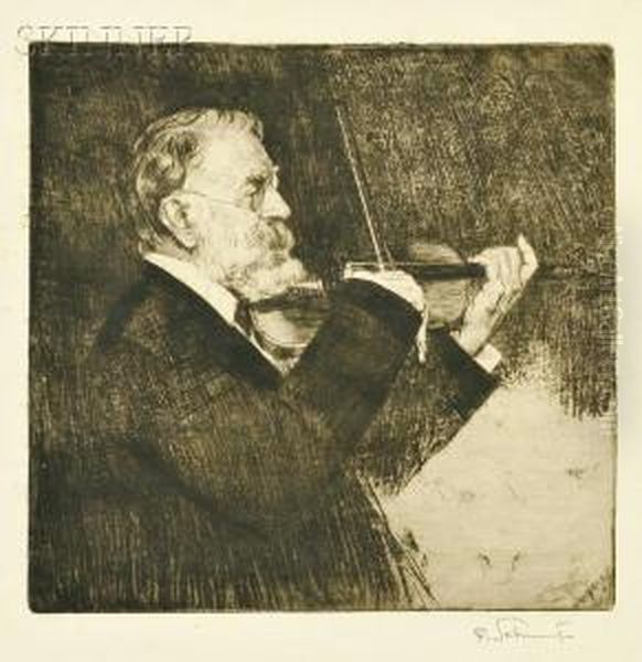 Violinist From The Joachim Quartet Oil Painting by Ferdinand Schmutzer