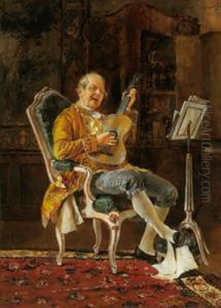 Il Musicista Oil Painting by Leopold Schmutzler