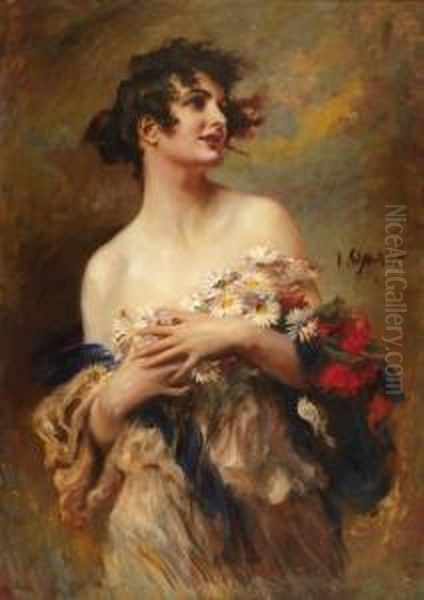 Flora Oil Painting by Leopold Schmutzler