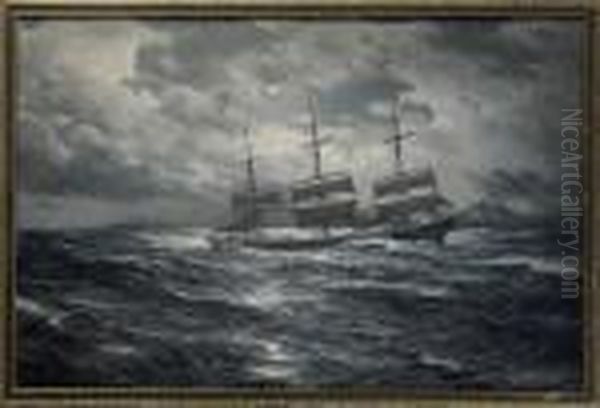 Ship Oil Painting by Hugo Schnars-Alquist