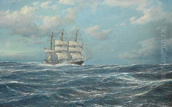 Vollschiff Auf Bewegter See Oil Painting by Hugo Schnars-Alquist