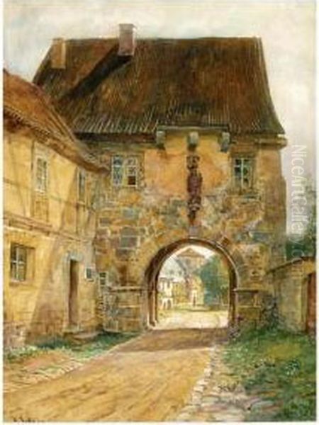 Klostertor In Leil Oil Painting by Hermann Schnee