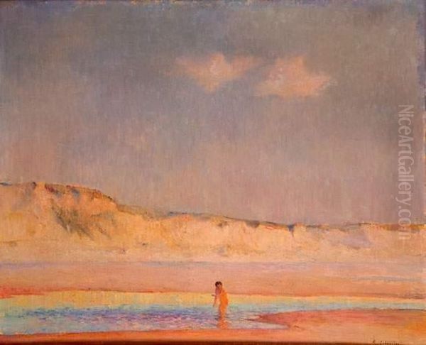 Jeune Femme Nue En Bord De Mer Oil Painting by Emile Schneider