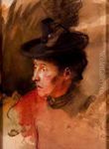 Femme Chapeautee Oil Painting by Emile Schneider