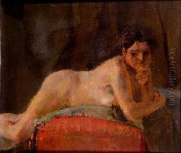 Femme Nue Allongee Oil Painting by Emile Schneider