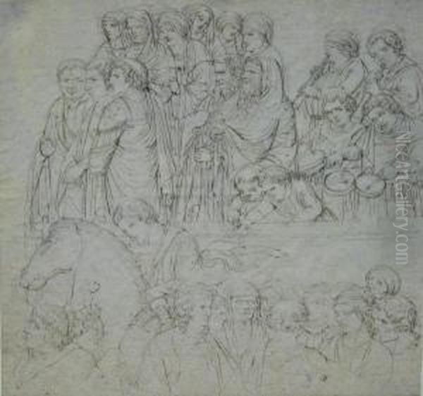 Study For A Religious Festival Oil Painting by Julius Schnorr Von Carolsfeld