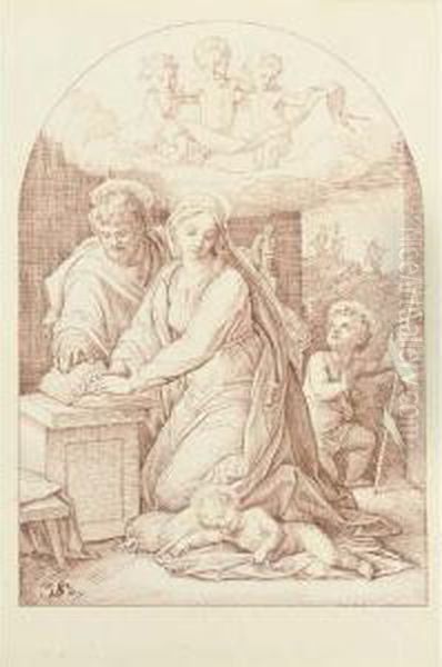 The Holy Family With The Infant Baptist Oil Painting by Julius Schnorr Von Carolsfeld