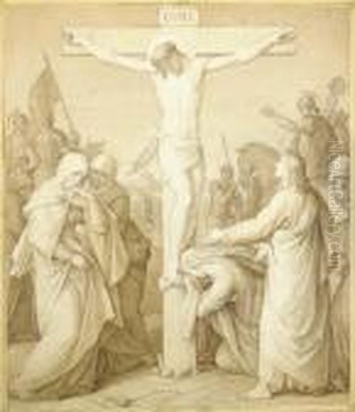 The Crucifixion Oil Painting by Julius Schnorr Von Carolsfeld