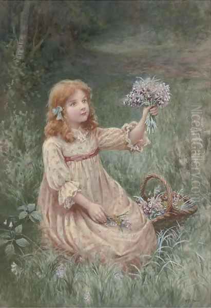 Gathering wild flowers Oil Painting by William of Eton Evans