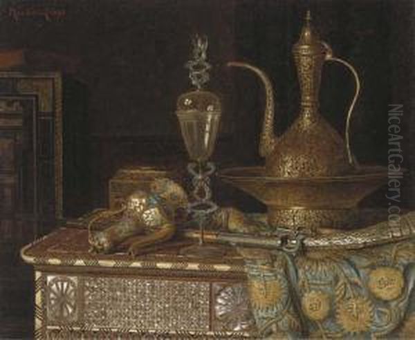 Orientalist Still Life Oil Painting by Max Schodl