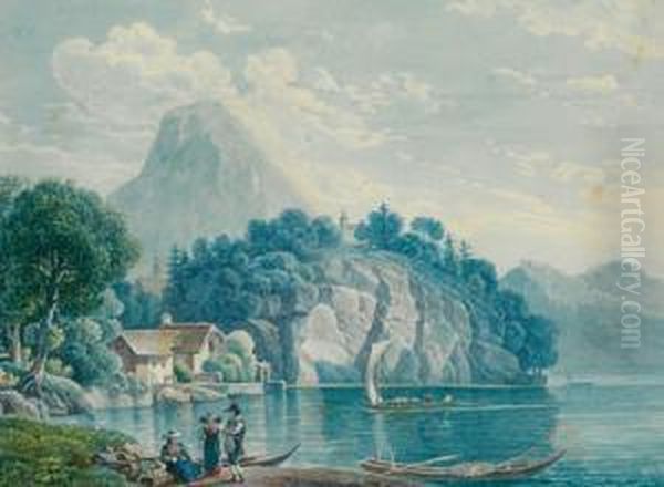 Veduta Di Traunkirchen Oil Painting by Johann Nepomuk Schodlberger