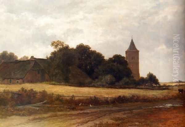 Landschap in't Gooi bij het dorp Blaricum Oil Painting by Adriaen van Everdingen