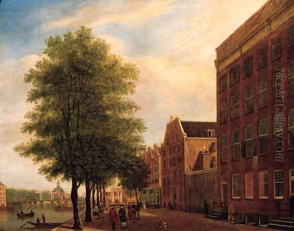 A view of the Prins Hendrikkade, Amsterdam Oil Painting by Jan, II Ekels