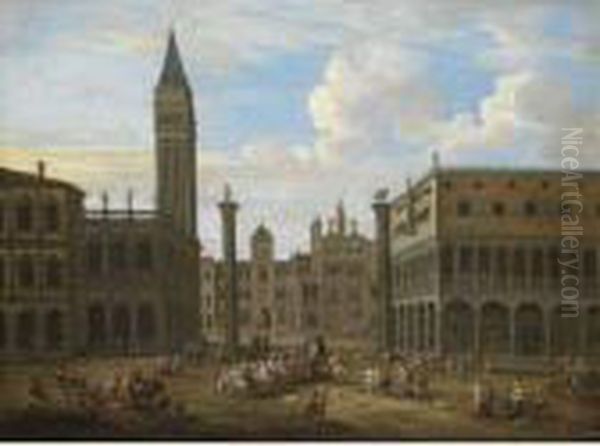 Venice, A Capriccio View Of Saint Mark's Square Oil Painting by Mattijs Schoevaerdts