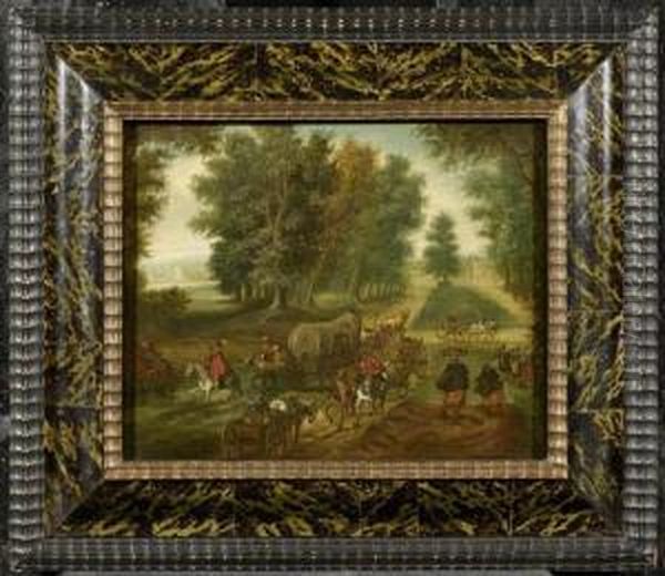 Landscape With A Coach Oil Painting by Mattijs Schoevaerdts