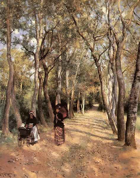 A Woodland Path In Haut Meudon Oil Painting by Johan Ericson