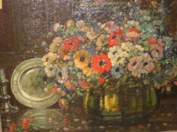 Still Life With Flowers Oil Painting by Kershaw Schofield