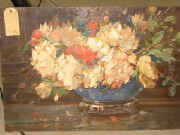 Still Life Withflowers In A Vase Oil Painting by Kershaw Schofield