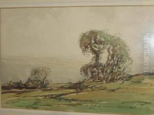 Landscape With Trees In The Foreground Oil Painting by Kershaw Schofield