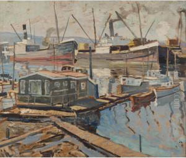 Marina Oil Painting by Walter Elmer Schofield