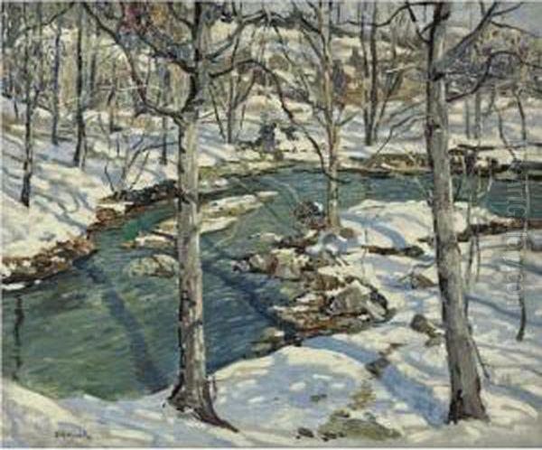 Wintry Stream Oil Painting by Walter Elmer Schofield