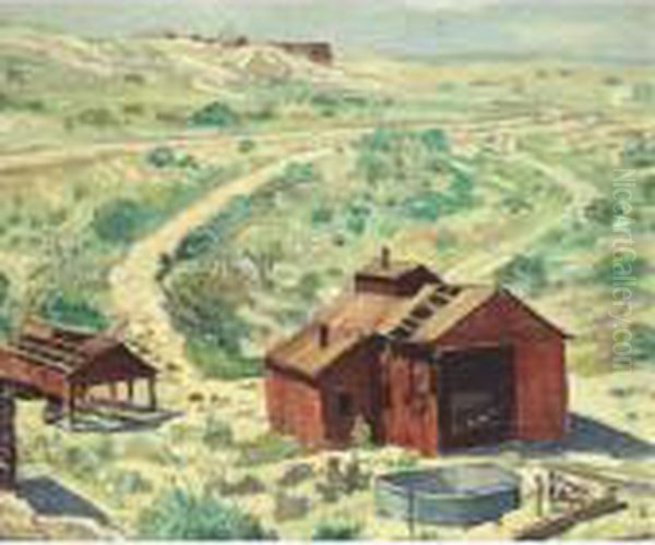 Mine Buildings Oil Painting by Walter Elmer Schofield