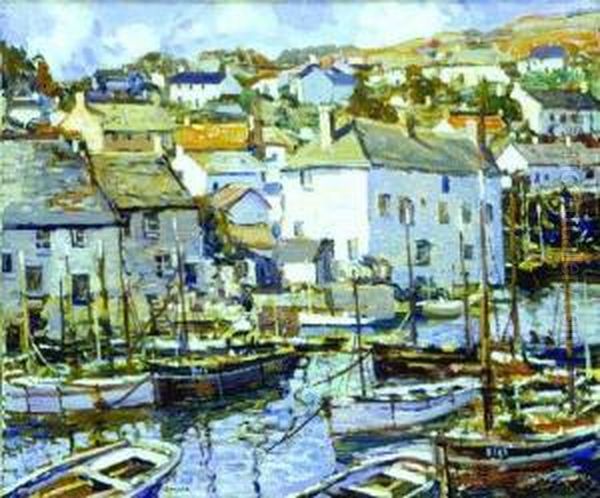 Newlyn Harbor, Cornwall Oil Painting by Walter Elmer Schofield