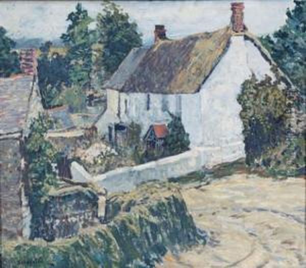 Cottages By A Turn In The Road Oil Painting by Walter Elmer Schofield