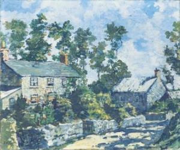 Sunlit Houses Oil Painting by Walter Elmer Schofield