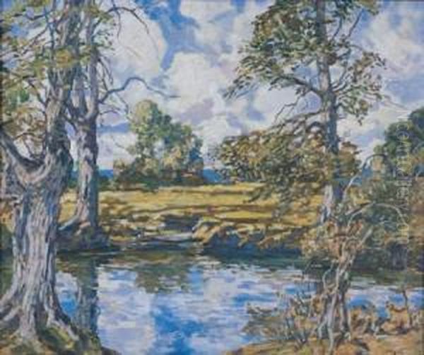 Spring Landscape Oil Painting by Walter Elmer Schofield