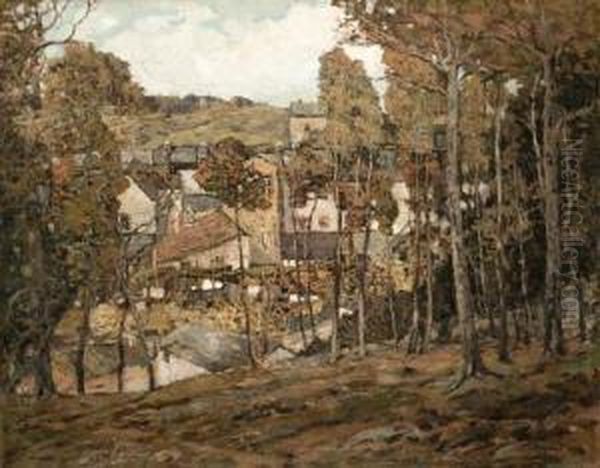 A Cornish Village Oil Painting by Walter Elmer Schofield