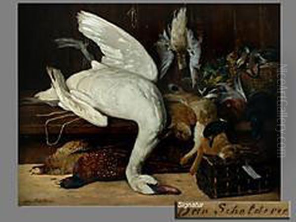 Grosses Jagdstilleben Oil Painting by Otto Scholderer