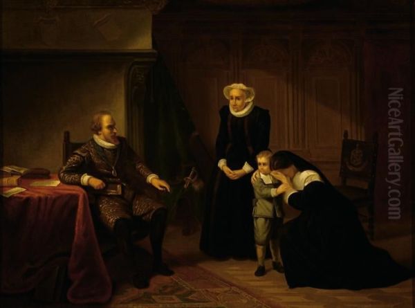 The Request For The Pardoning Of Reinier Van Groeneveldt As Addressed To Prins Maurits Oil Painting by Hendrik Jacobus Scholten