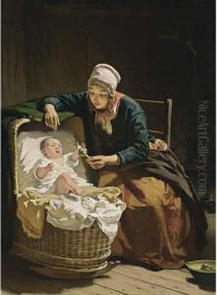 The First-born Oil Painting by Hendrik Jacobus Scholten