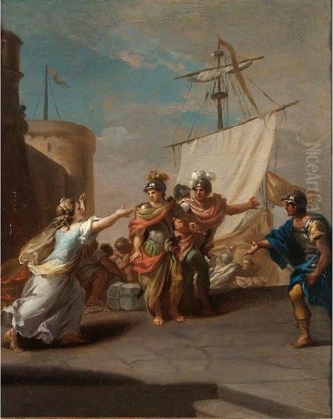 The Flight Of Medea With The Argonauts Oil Painting by Johann Heinrich Schonfeld