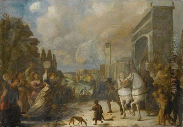 Jephthah's Daughter Oil Painting by Johann Heinrich Schonfeld